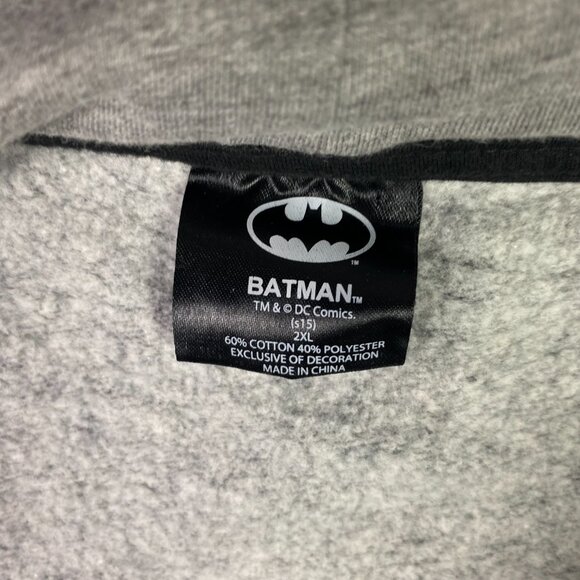 Batman Hoodie Men's 2XL Fits like an XL Full Zip Fleece Lined Gray DC Comics - Picture 4 of 9